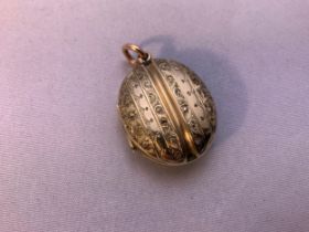 Unmarked Victorian Gold Locket with Engraved Decoration 6.4g - Buyer to Satisfy Content Prior to