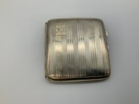 Silver Cigarette Case with Engine Turned Decoration - 74g