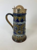 Doulton Lambeth Silver Mounted Jug