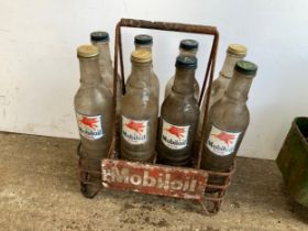 Mobiloil Oil Bottles in Crate