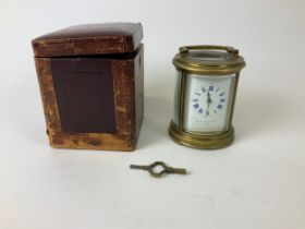 Antique Chiming Carriage Clock c1890 with Original Moroccan Leather Travel Case - by G.H. Lee & Co