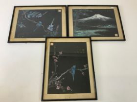 3x Framed Chinese Paintings on Silk