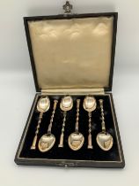 Cased Set of 6x Silver Coffee Spoons - 55g - Birmingham Hallmarks