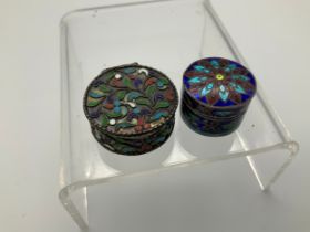 2x Silver Enamel Pill Boxes