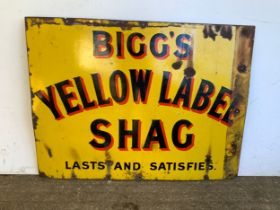 Enamel Sign - Biggs Yellow Label Shag - 192cm x 76cm