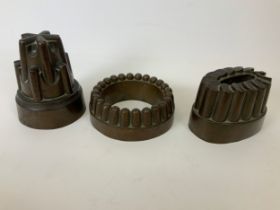 3x Victorian Copper Jelly Moulds