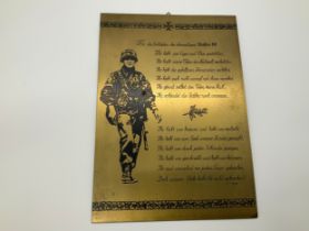German SS Prayer Engraved Brass