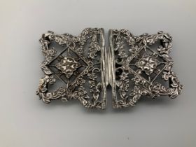 Ornate Silver Nurses Belt Buckle - Hallmarked London - Maker D J Hill Ltd - 40g