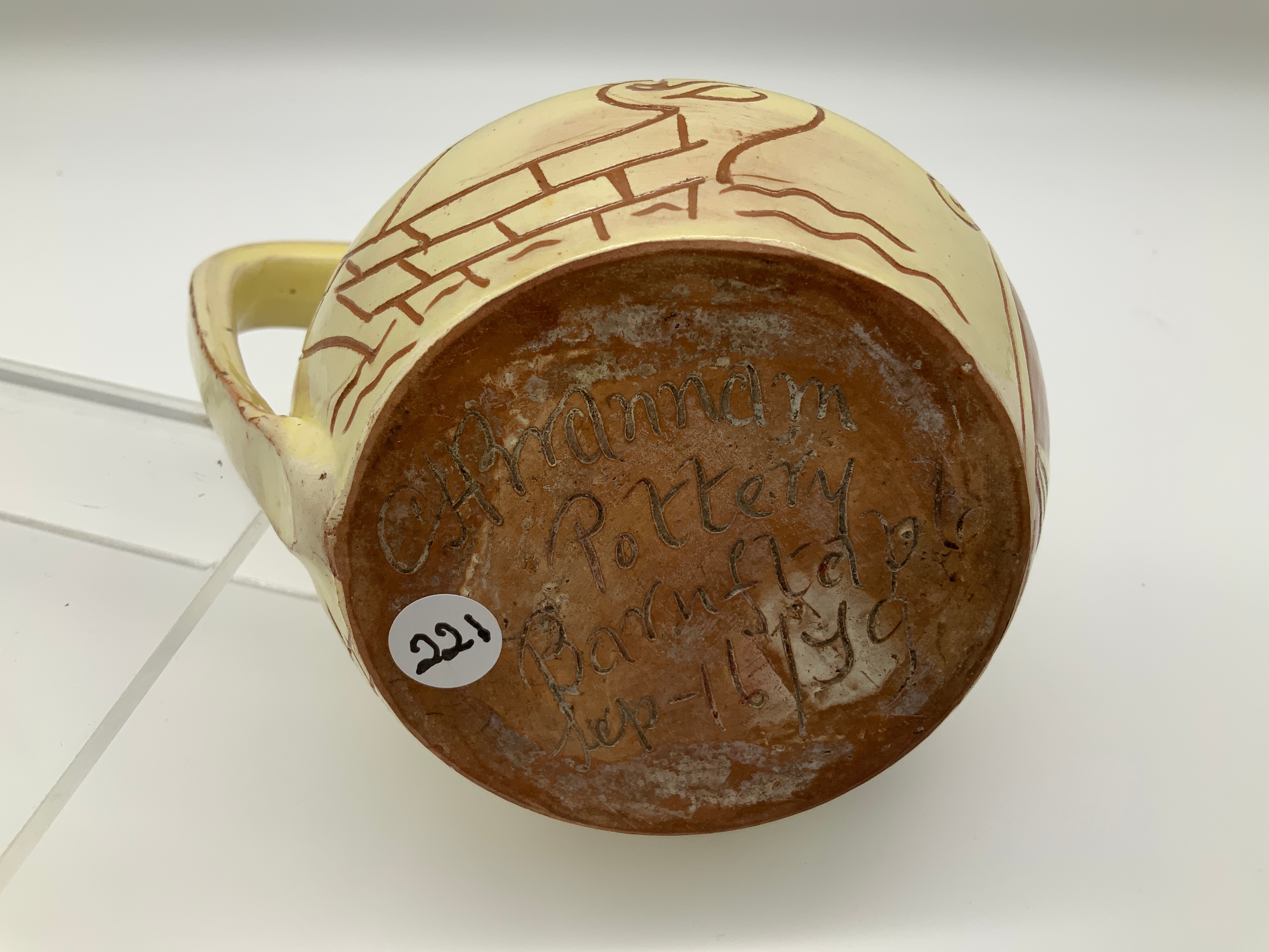 Barnstaple Art Pottery - Brannam Jug - One of the First Year of Firing - Signed CHB - Sept 16/79 - Image 3 of 3