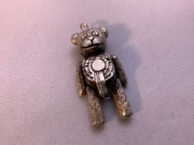 Silver Articulated Teddy Bear - 40g