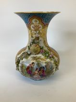 Hand Painted Bulbous Porcelain Vase with Old Staple Repair