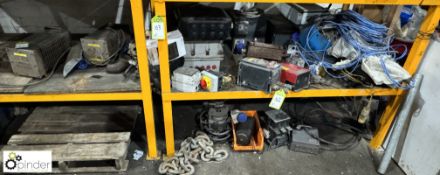 Quantity Electric Switches, Transformers, Heaters, etc, to 2 shelfs (rack not included)