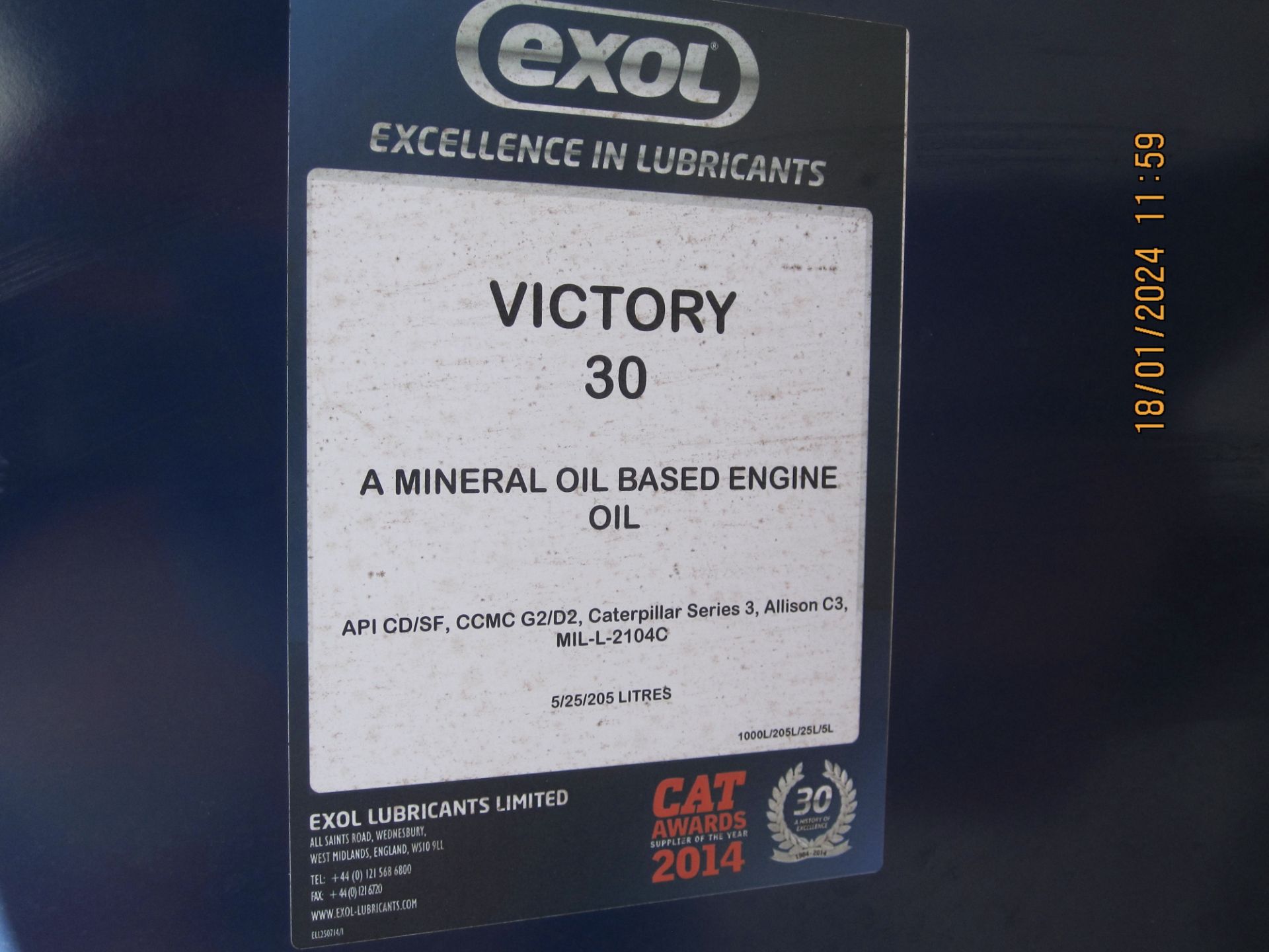 205litre drum Exol Victory 30 Engine Oil (drum F) - Image 2 of 2