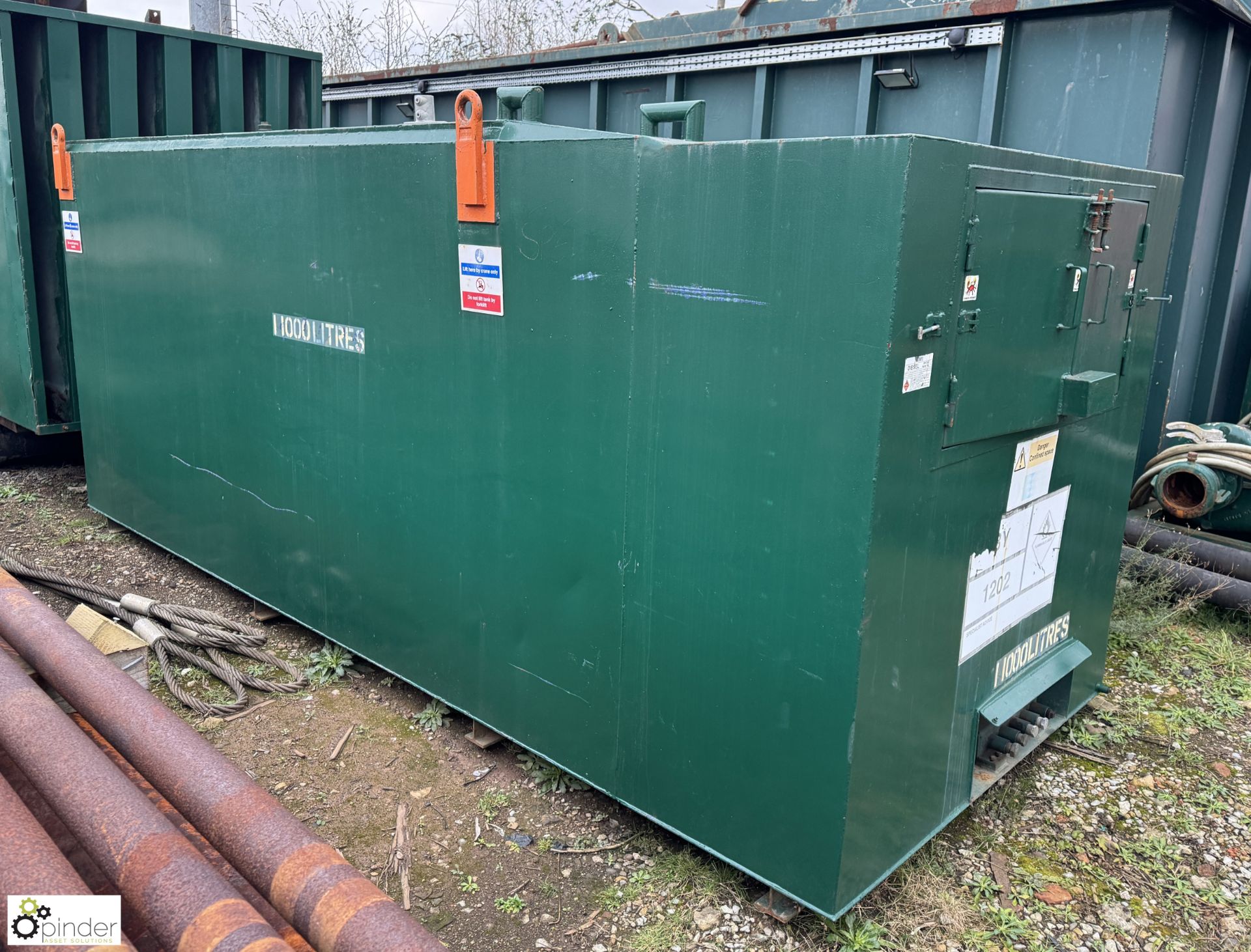 Self bunded Diesel Tank, 11000litres, with lifting hooks, dispensing pump, hose and fuel nozzle - Image 5 of 14