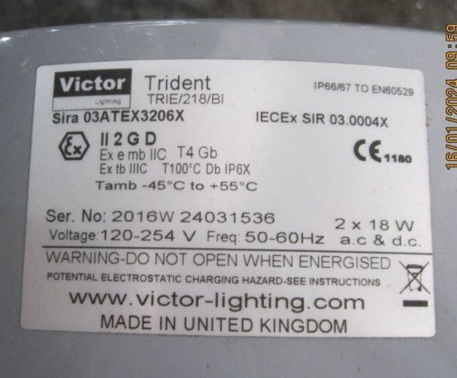 Victor Trident flameproof twin Fluorescent Light F - Image 4 of 7