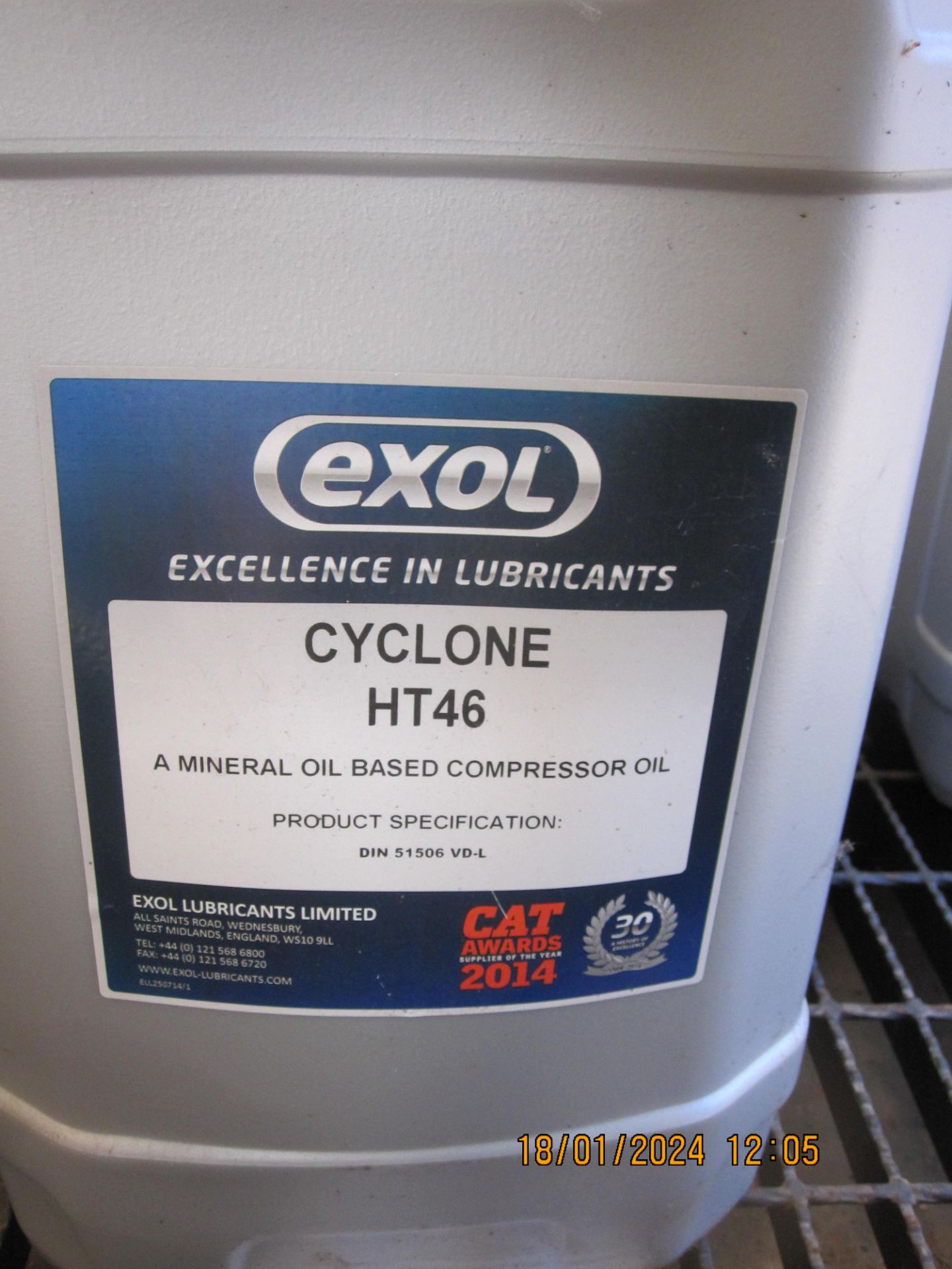 2 20/25litre drums Exol Cyclone HT46 Compressor Oi - Image 2 of 2
