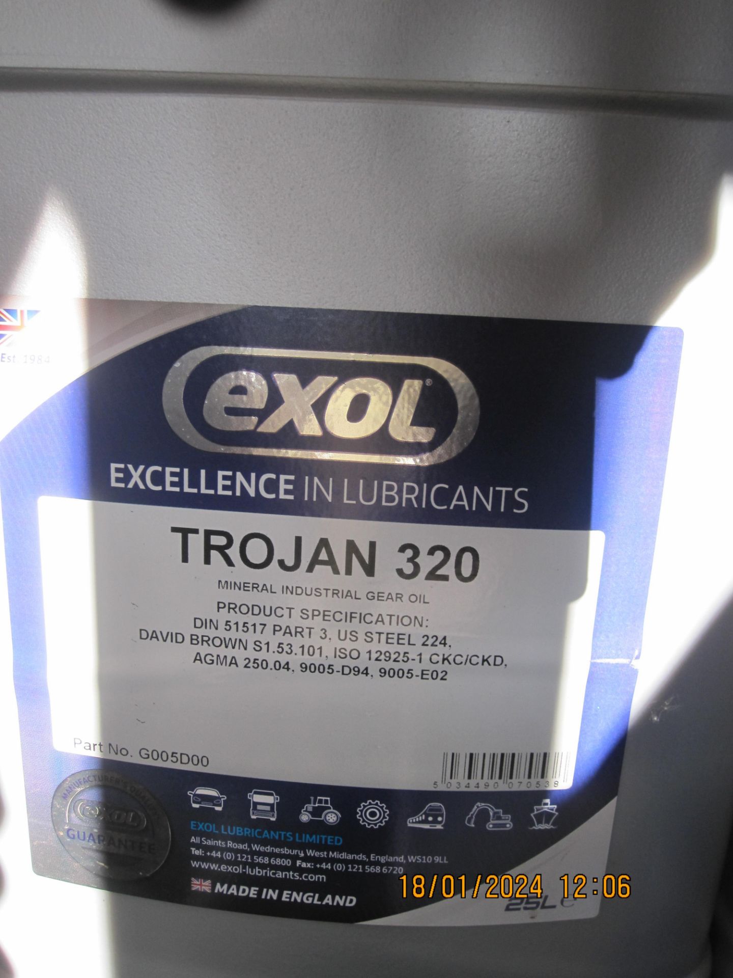 4 20/25litre drums Exol Trojan 320 Gear Oil (drum - Image 2 of 2