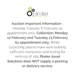 Auction Important Information - Viewing: Tuesday 6 February by appointment only; Collection: