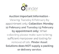 Auction Important Information - Viewing: Tuesday 6 February by appointment only; Collection: