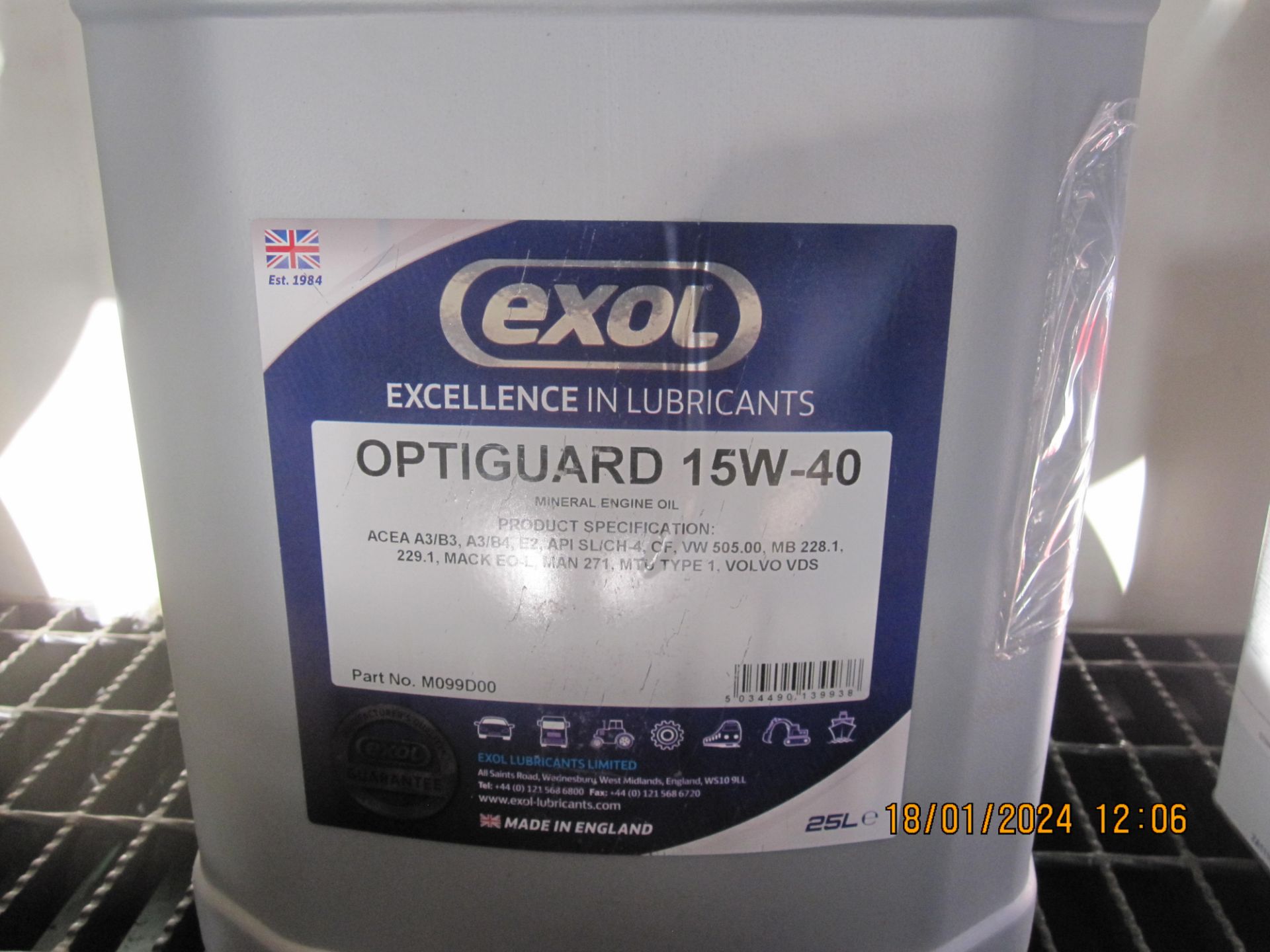 20/25litre drum Exol Optiguard 15W-40 Engine Oil ( - Image 2 of 2