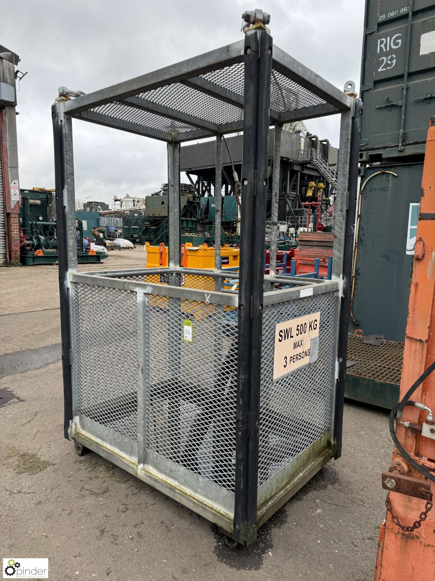 Crane type Man Lift Cage, swl 500kg, 3 person, 1500mm x 1000mm x 2300mm - Image 2 of 4