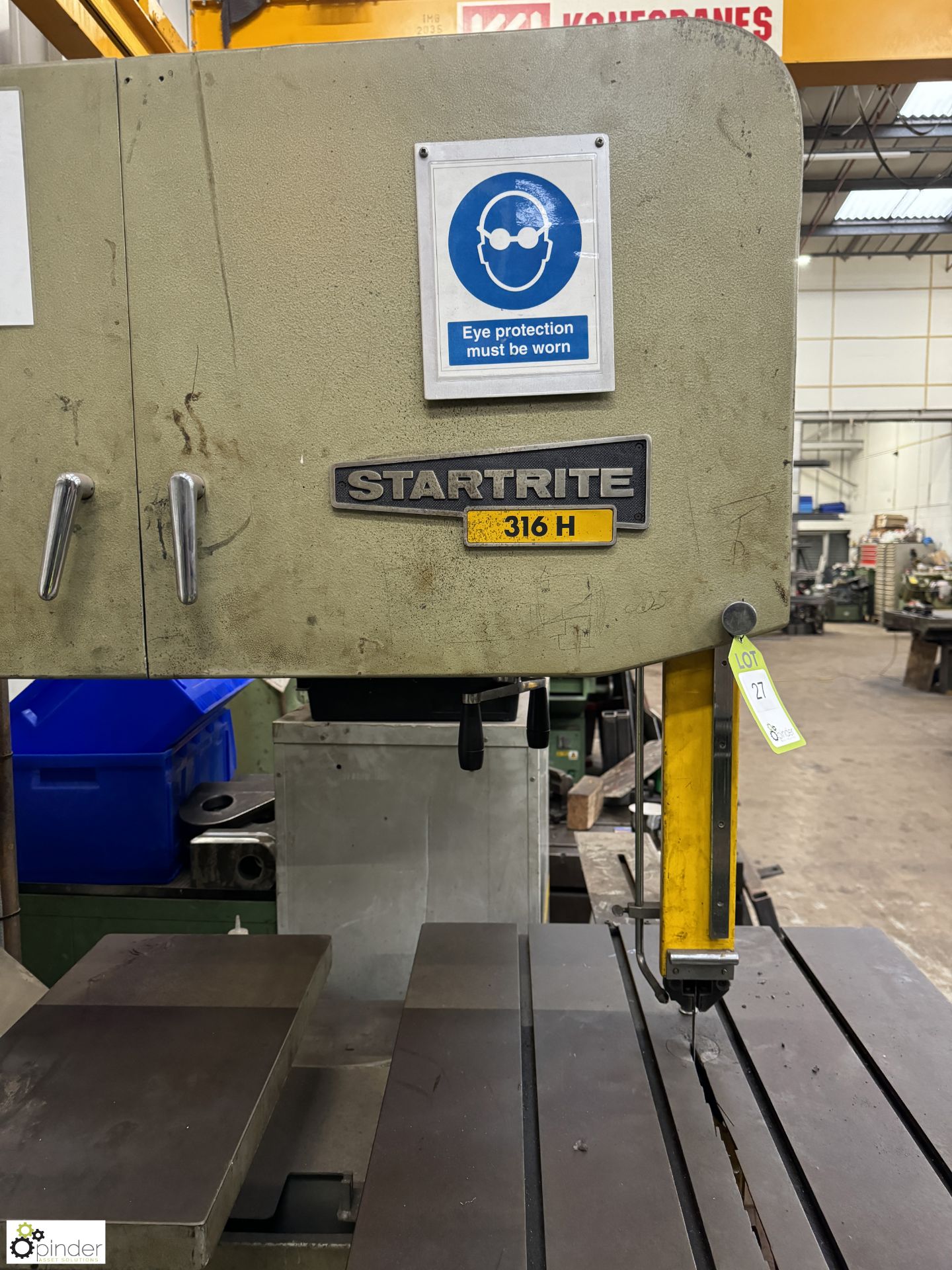 Startrite 316H vertical Bandsaw, serial number 33640, 36in throat, with blade welder, grinder and - Image 3 of 11