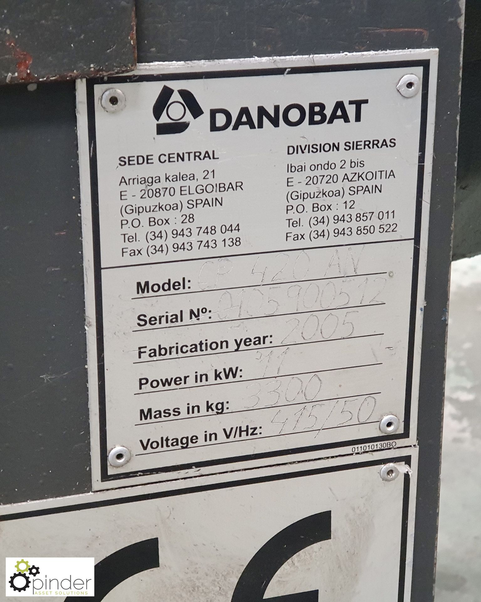 Danobat CR420AN double column automatic horizontal Bandsaw, 420mm, touch screen PLC control, power - Image 11 of 16