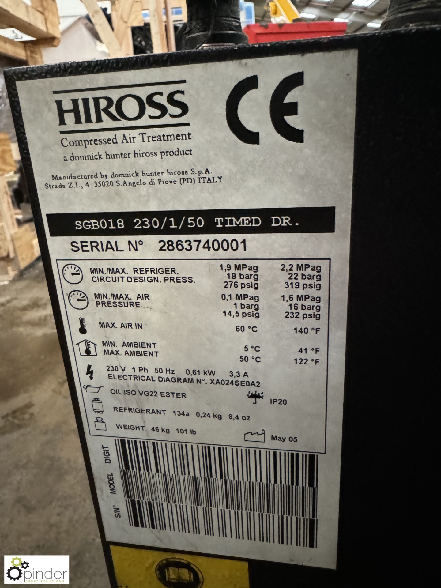 Hiross Starlette Compressed Air Dryer, serial number 2863740001 (LOCATION: Middleton, Manchester) - Image 3 of 5