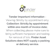 Tender Important Information - Viewing: Strictly by appointment only; Collection: Strictly by