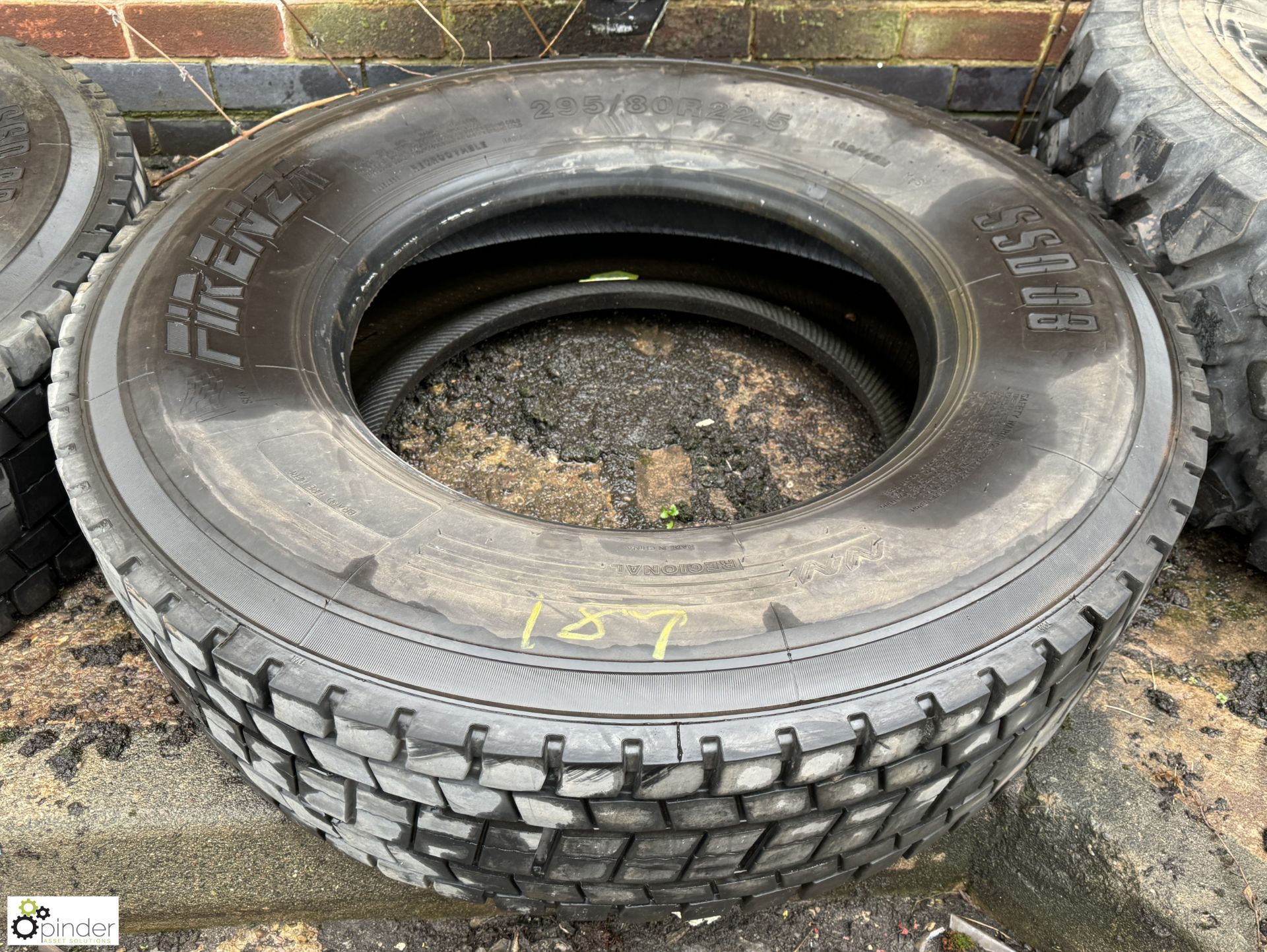 Firenza 295/80R22.5, used (LOCATION: Nottingham – collection Monday 18 March and Tuesday 19 March by