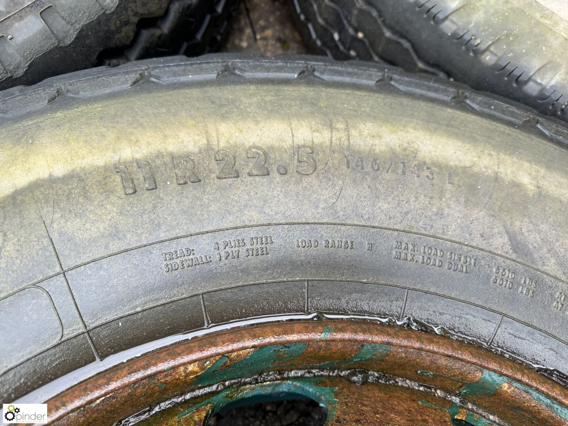 Uniroyal 11/22.5 Wheel Rim with tyre, used (LOCATION: Nottingham – collection Monday 18 March and - Image 4 of 6