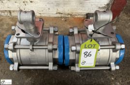 2 KI 4CF8M Ball Valves, 4in, unused (LOCATION: Nottingham – collection Monday 18 March and Tuesday