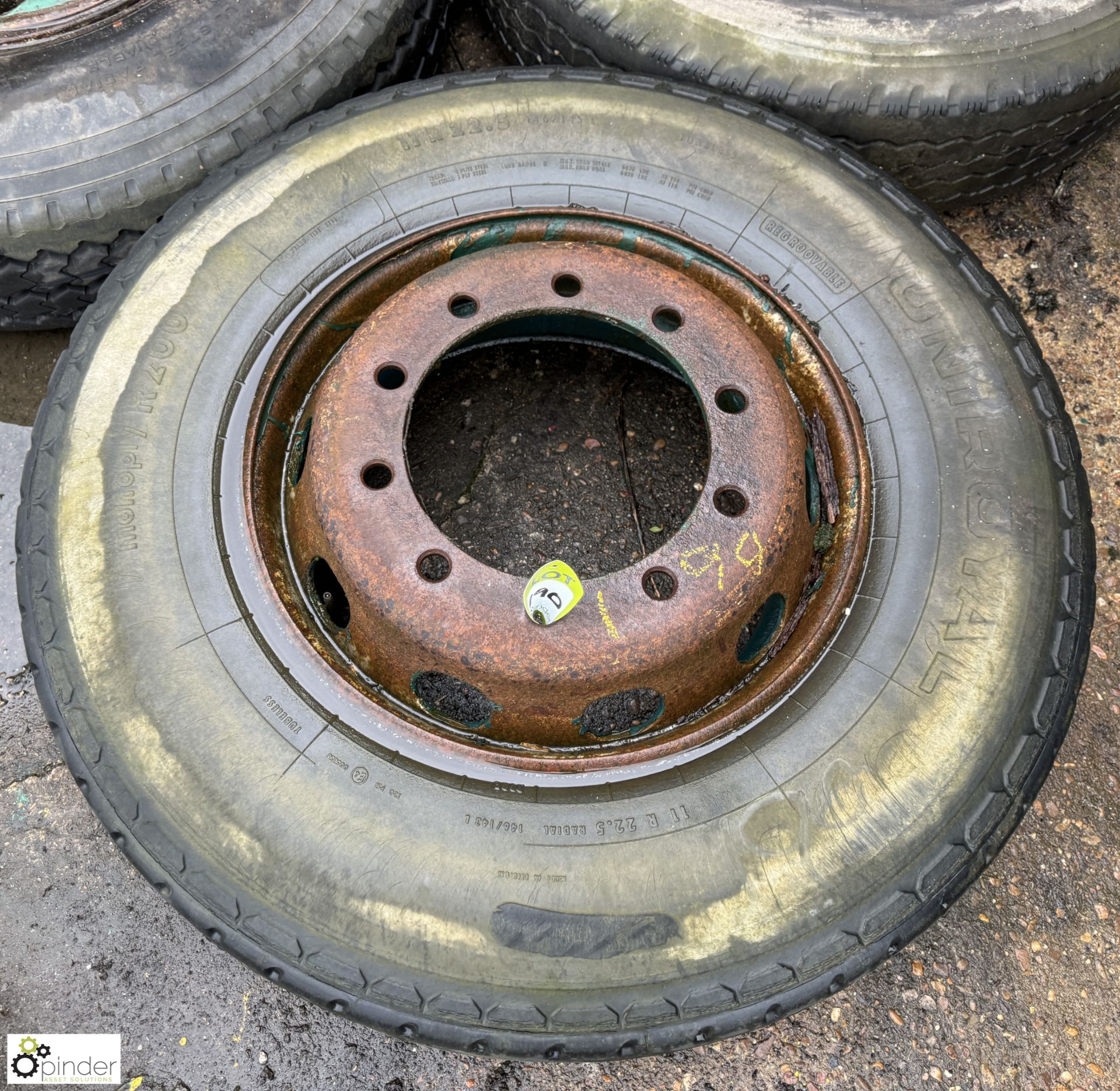 Uniroyal 11/22.5 Wheel Rim with tyre, used (LOCATION: Nottingham – collection Monday 18 March and - Image 3 of 6