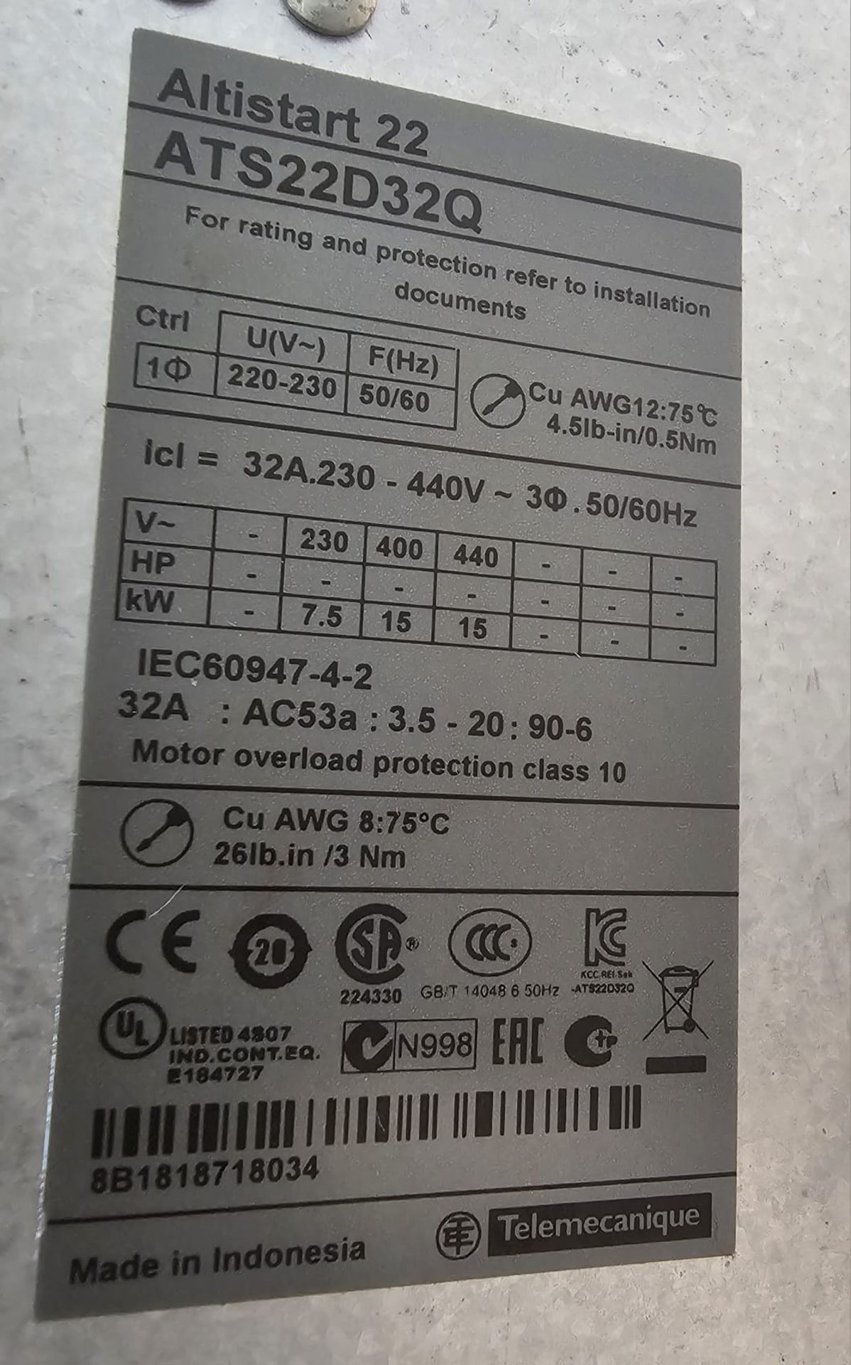 2 Schneider Electric Altistart 22 Soft Starters, 7 - Image 2 of 3