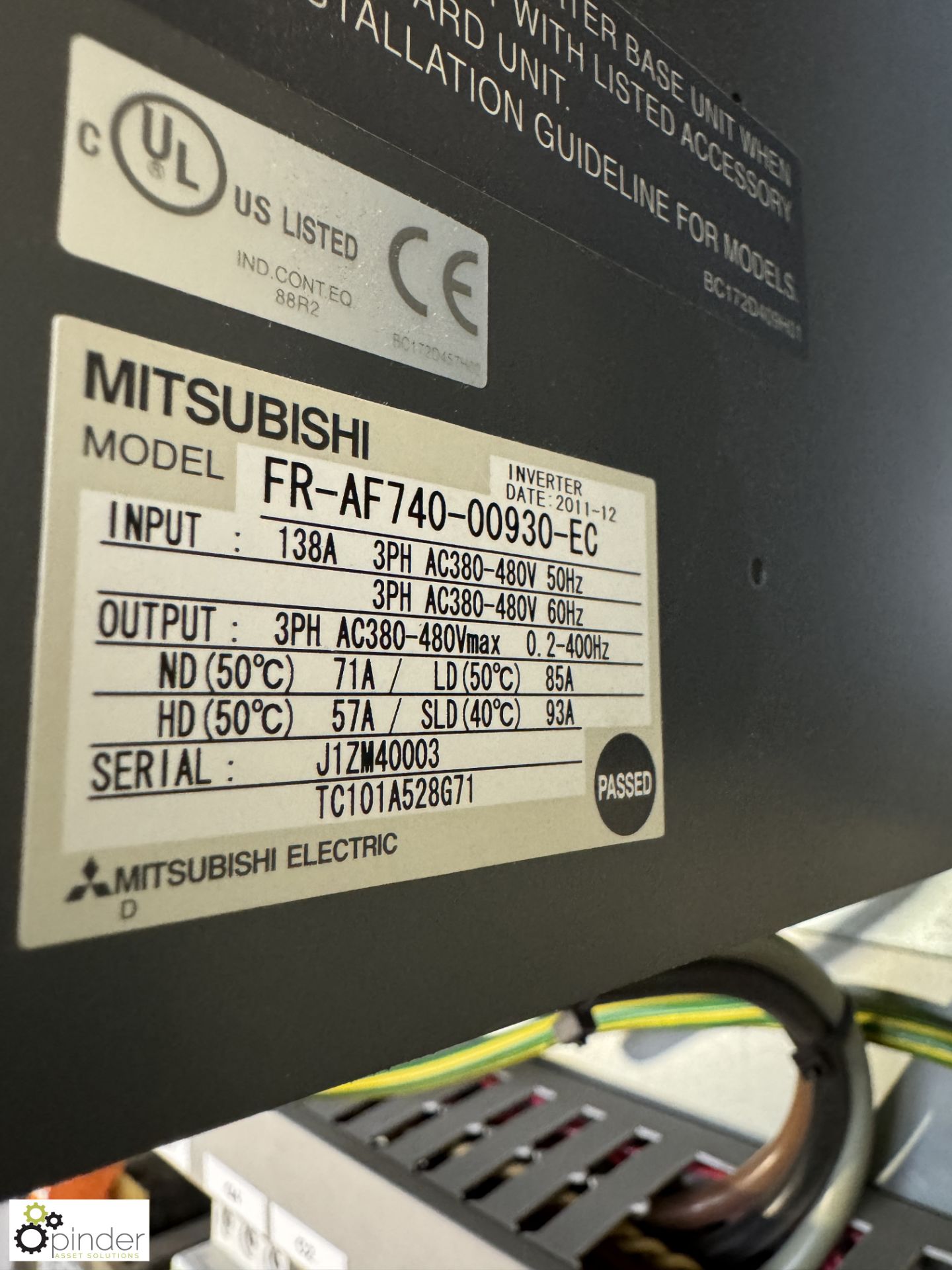 Control Panel with Mitsubishi FR-AF740-00930-EC 45kw Inverter (LOCATION: Carlisle – collection - Image 4 of 8