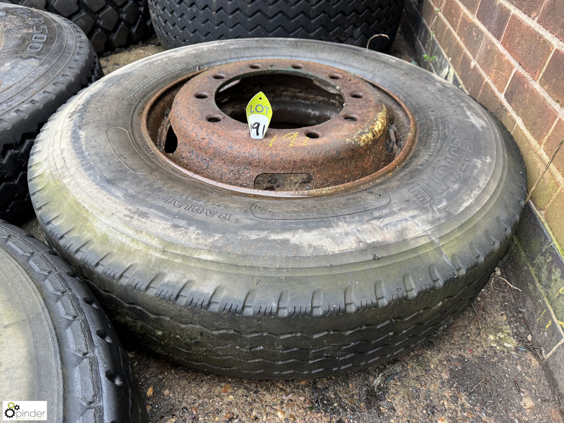 Bridgestone RIB187.11R22.5 Wheel Rim with tyre, used (LOCATION: Nottingham – collection Monday 18