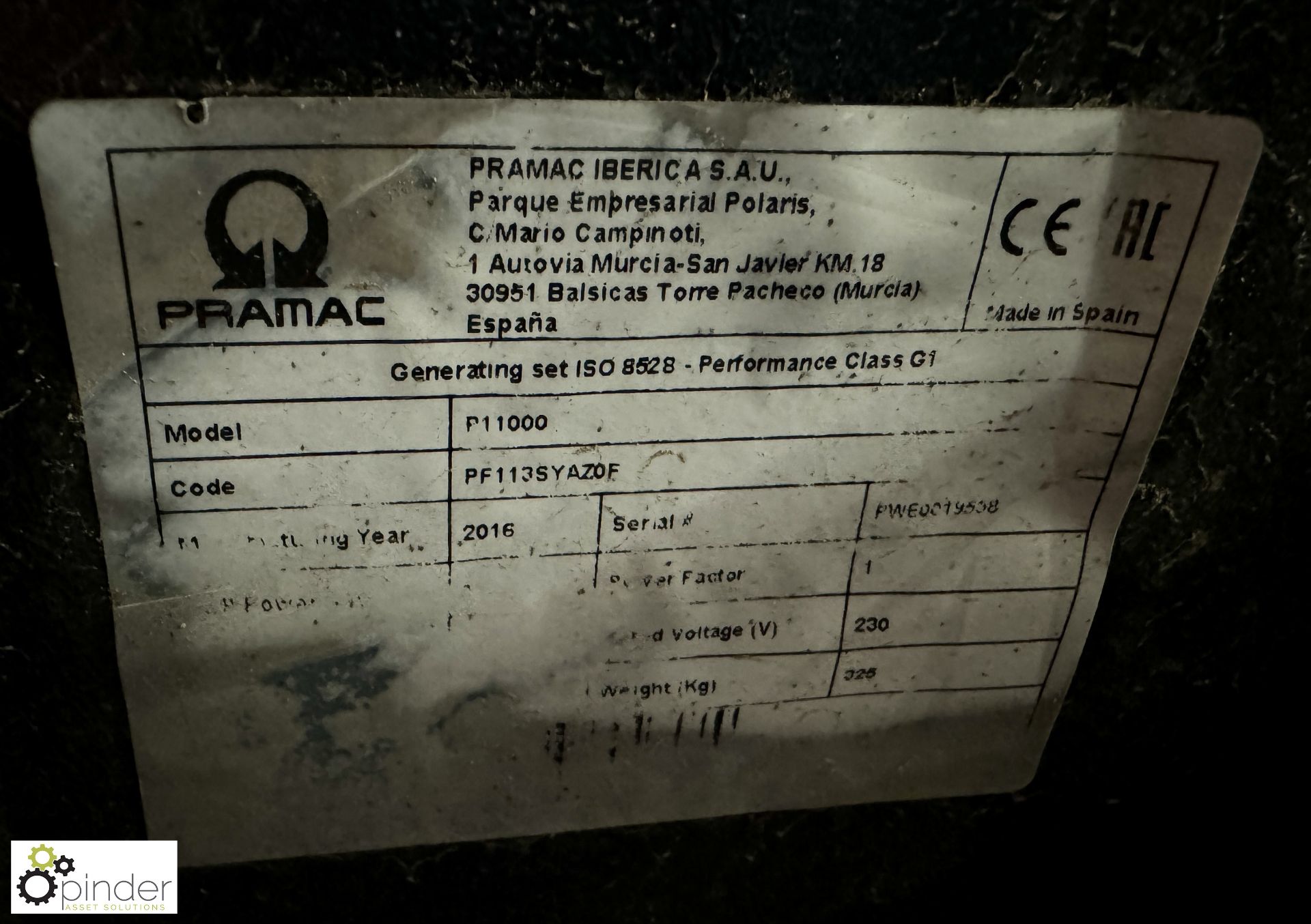 Pramac single axle diesel Generator Set with Meccalte 10kva alternator, Yanmar 16kw diesel engine, 4 - Image 9 of 10