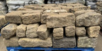 Pallet coursed Yorkshire Face Stone, course height 5.5in, 4.6m², random lengths backed off to approx