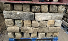 Pallet coursed Yorkshire Face Stone, course height 5in, 5.3m², random lengths backed off to approx