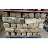 Pallet coursed Yorkshire Face Stone, course height 5in, 5.3m², random lengths backed off to approx