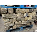 Pallet coursed Yorkshire Face Stone, course height 4.5in, 4.8m², random lengths backed off to approx