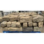 Pallet coursed Yorkshire Face Stone, course height 5.5in, 4.6m², random lengths backed off to approx