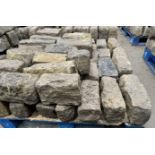 Pallet coursed Yorkshire Face Stone, course height 6in, 5m², random lengths backed off to approx