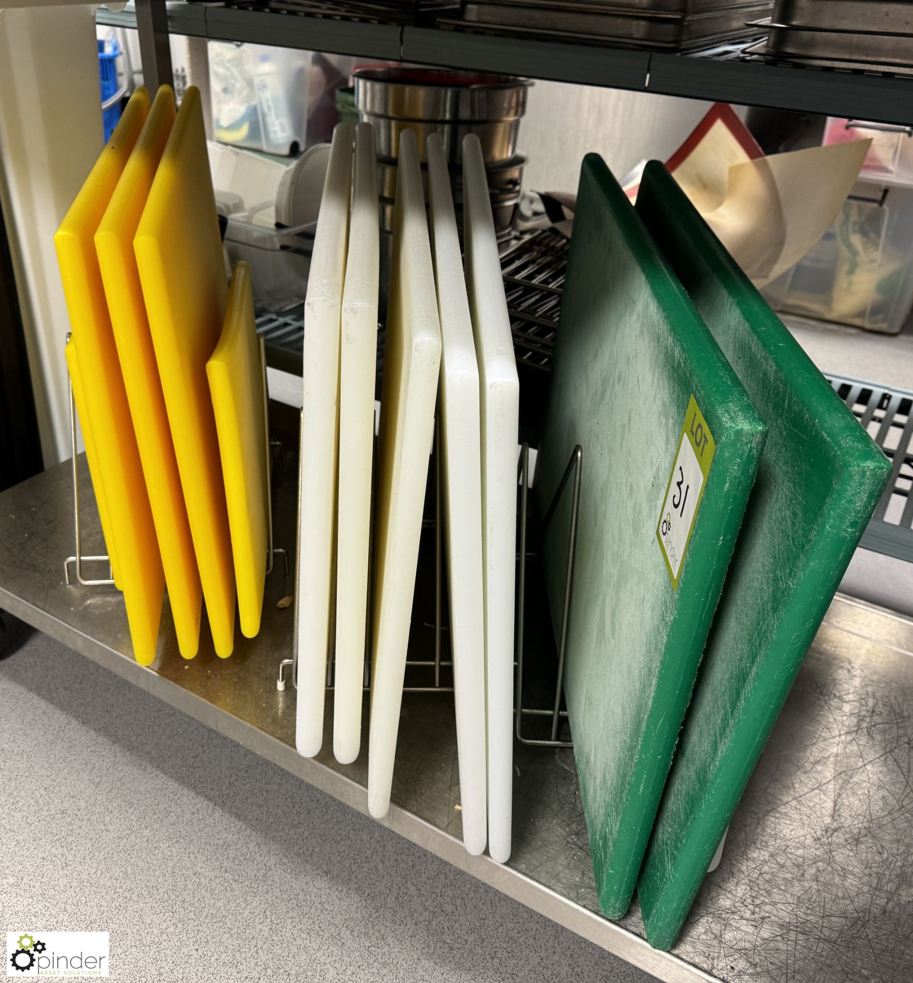 12 various Nylon Chopping Boards and 3 Board Stands (location in building – basement kitchen 1) - Bild 2 aus 4