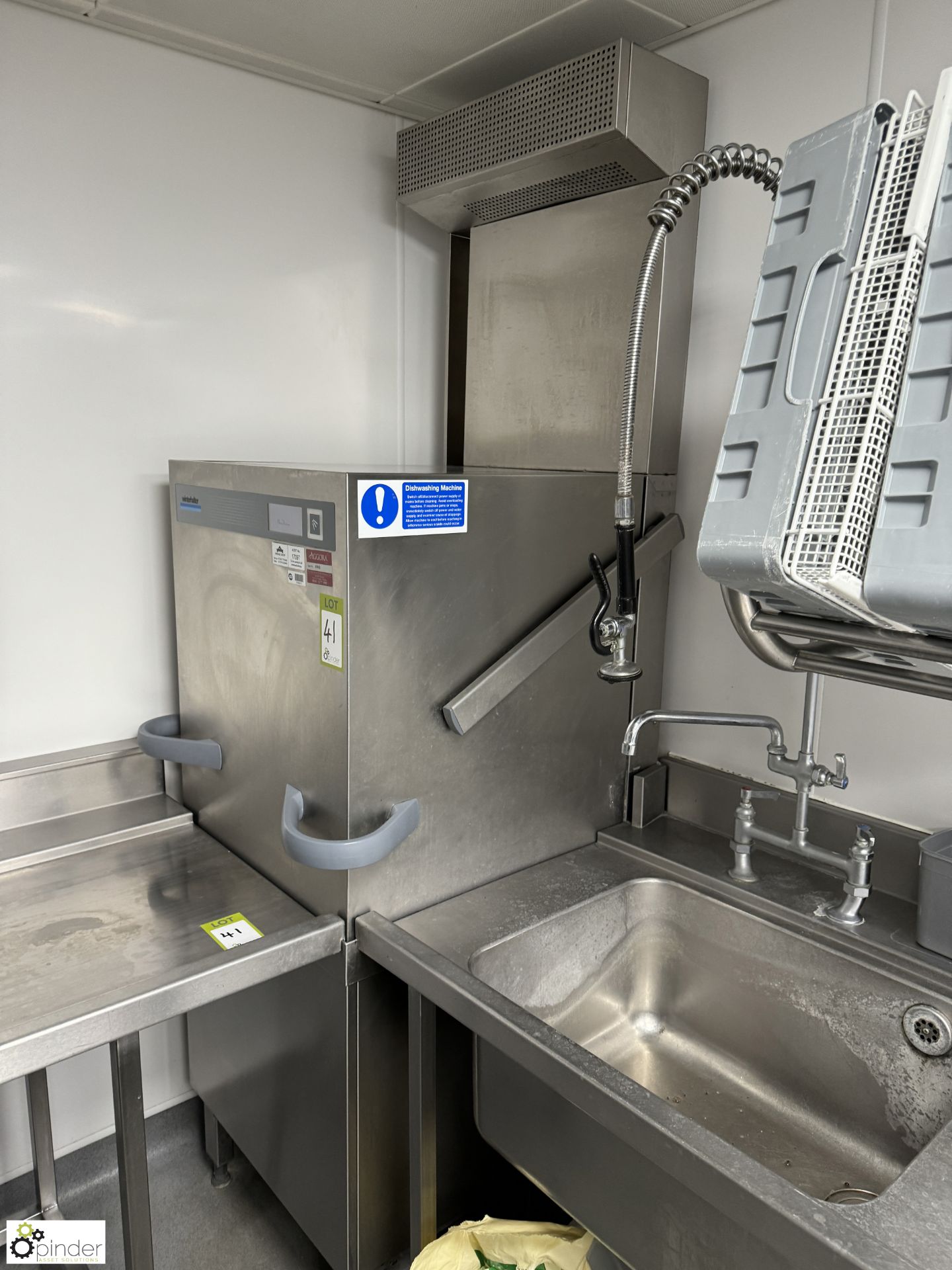 Commercial Dish Wash System, comprising Winterhalter stainless steel single tray dishwasher - Image 9 of 11