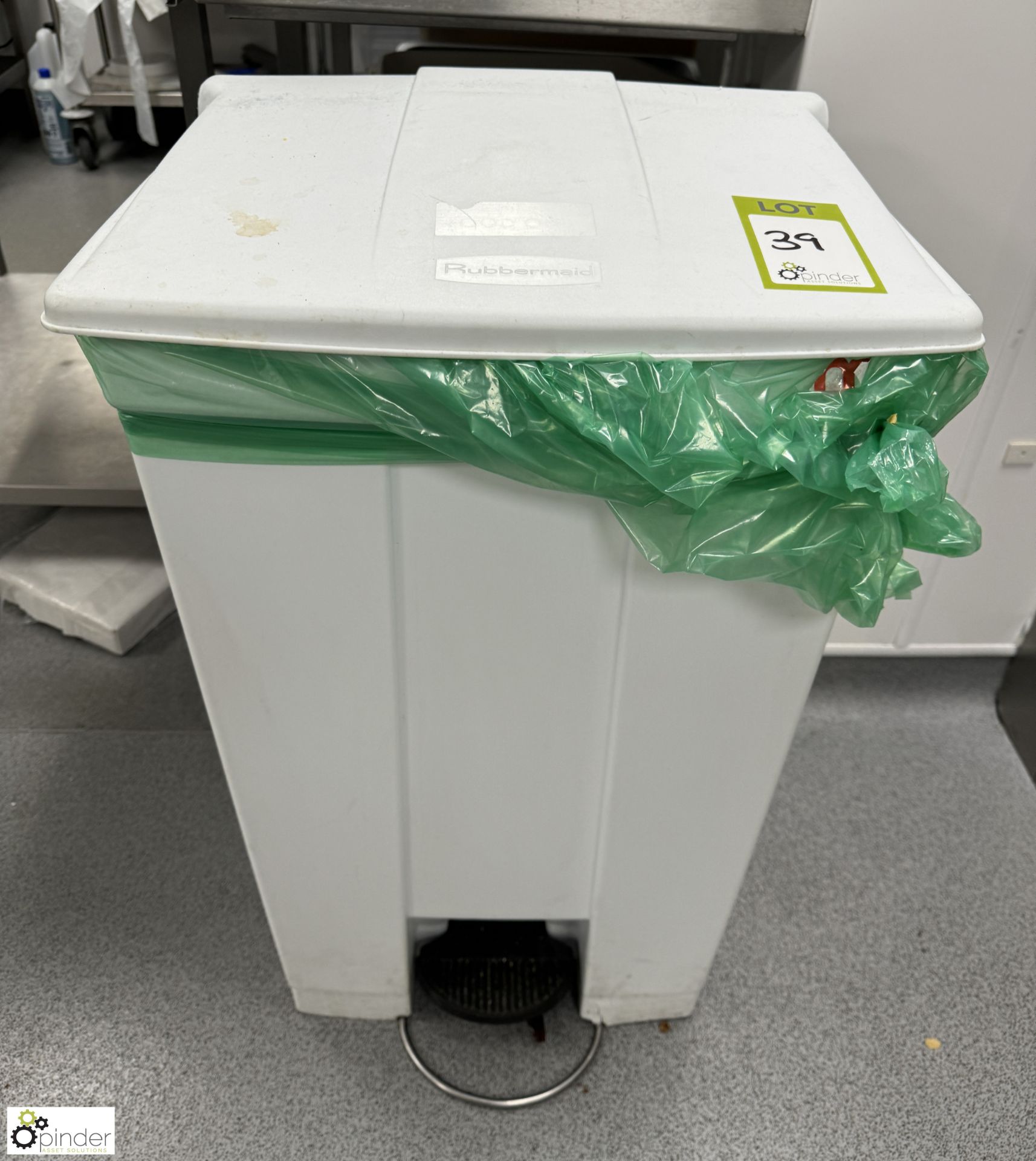 Rubbermaid treadle operated Waste Bin (location in building – basement kitchen 2)