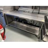 Stainless steel mobile Preparation Table, 1750mm x 620mm x 830mm, with under shelf (location in