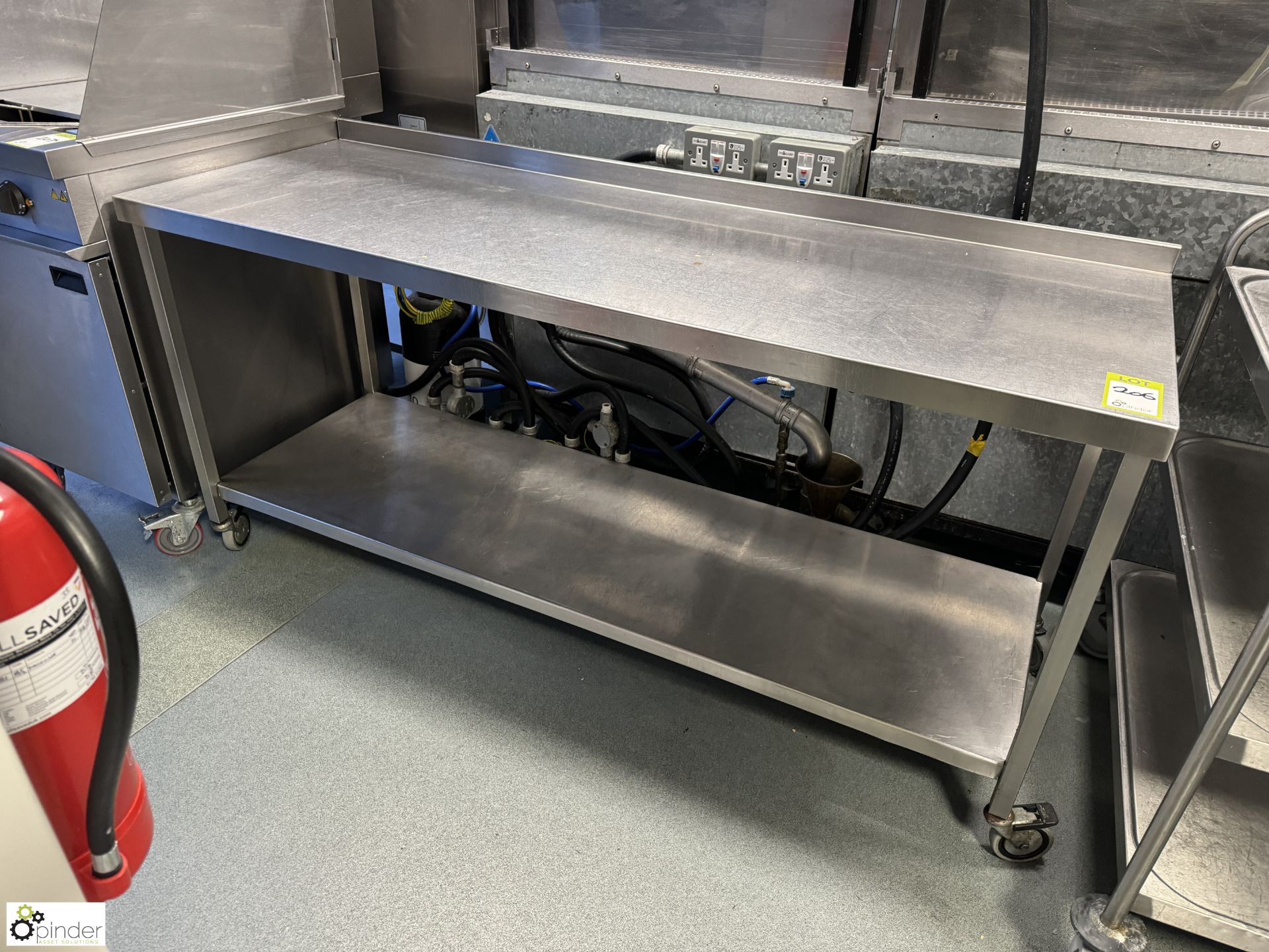 Stainless steel mobile Preparation Table, 1750mm x 620mm x 830mm, with under shelf (location in