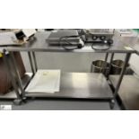 Stainless steel mobile Preparation Table, 1400mm x 700mm x 890mm, with under shelf (location in