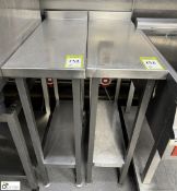 3 stainless steel Side Tables, 300mm x 750mm x 900mm, with under shelf (location in building - level